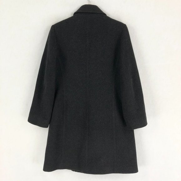 Herman Kay VTG Women's Size Medium Dark Grey Wool Blend Button Front Coat Jacket - Picture 2 of 8